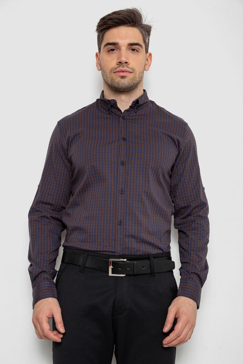 Сорочка чоловіча з довгим рукавом, колір коричневий, 214R840