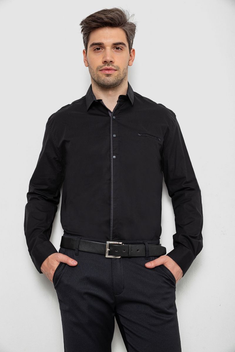 Сорочка чоловіча, колір чорний, 214R7083