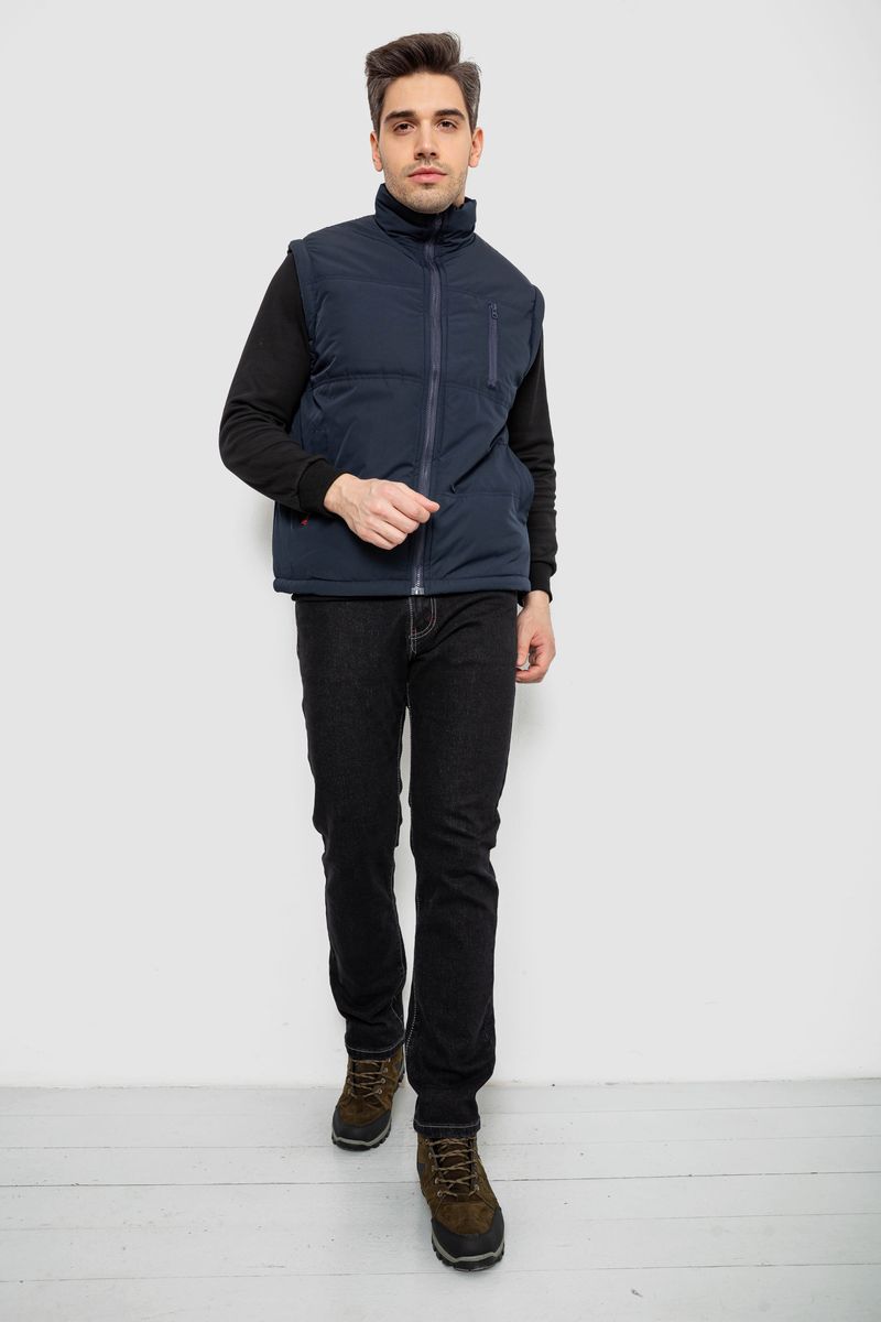 Жилет чоловічий однотонний утеплений, колір синій, 244RF2-2