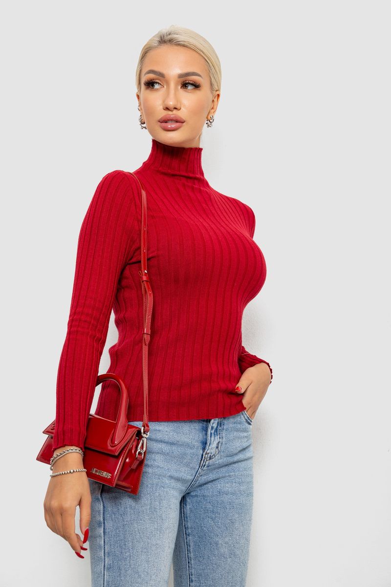 Гольф жіночий однотонний, колір бордовий, 204R040 - Зображення 3