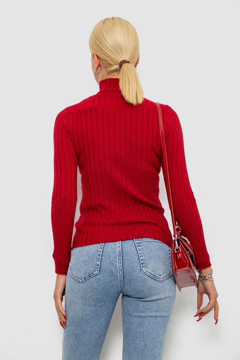 Гольф жіночий однотонний, колір бордовий, 204R040 - Зображення 4