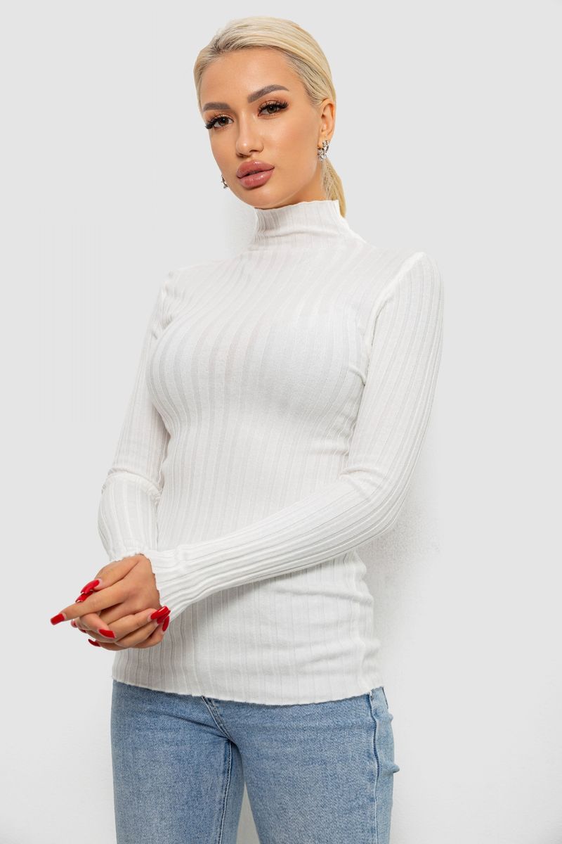 Гольф жіночий однотонний, колір білий, 204R040 - Зображення 3