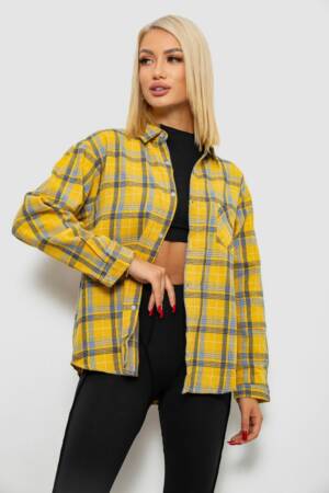 Сорочка жіноча в клітинку, колір жовтий, 244R1070-1