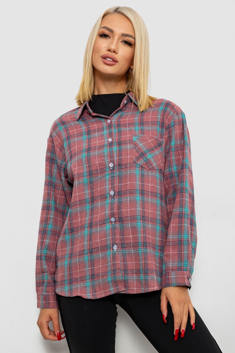 Сорочка жіноча в клітинку, колір пудровий, 244R1070-1