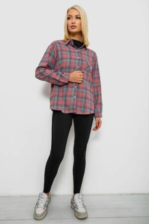 Сорочка жіноча в клітинку, колір пудровий, 244R1070-1