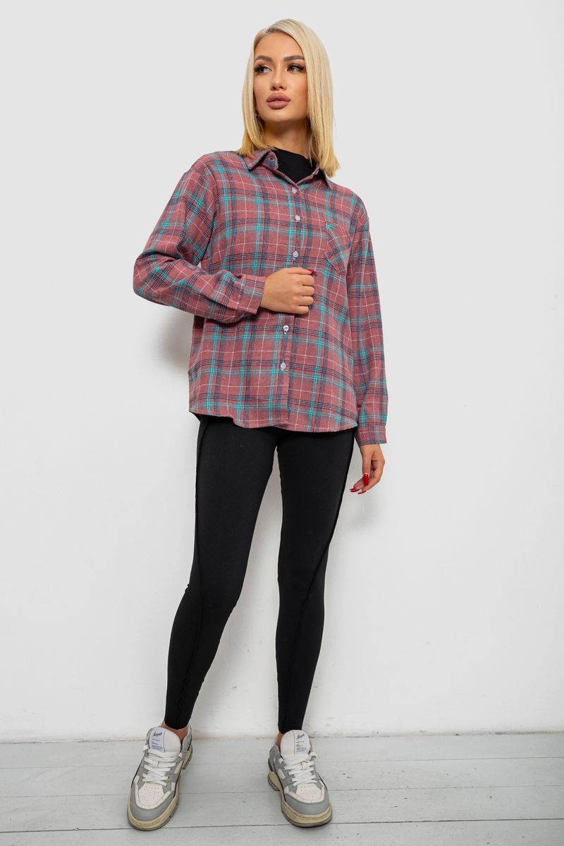 Сорочка жіноча в клітинку, колір пудровий, 244R1070-1