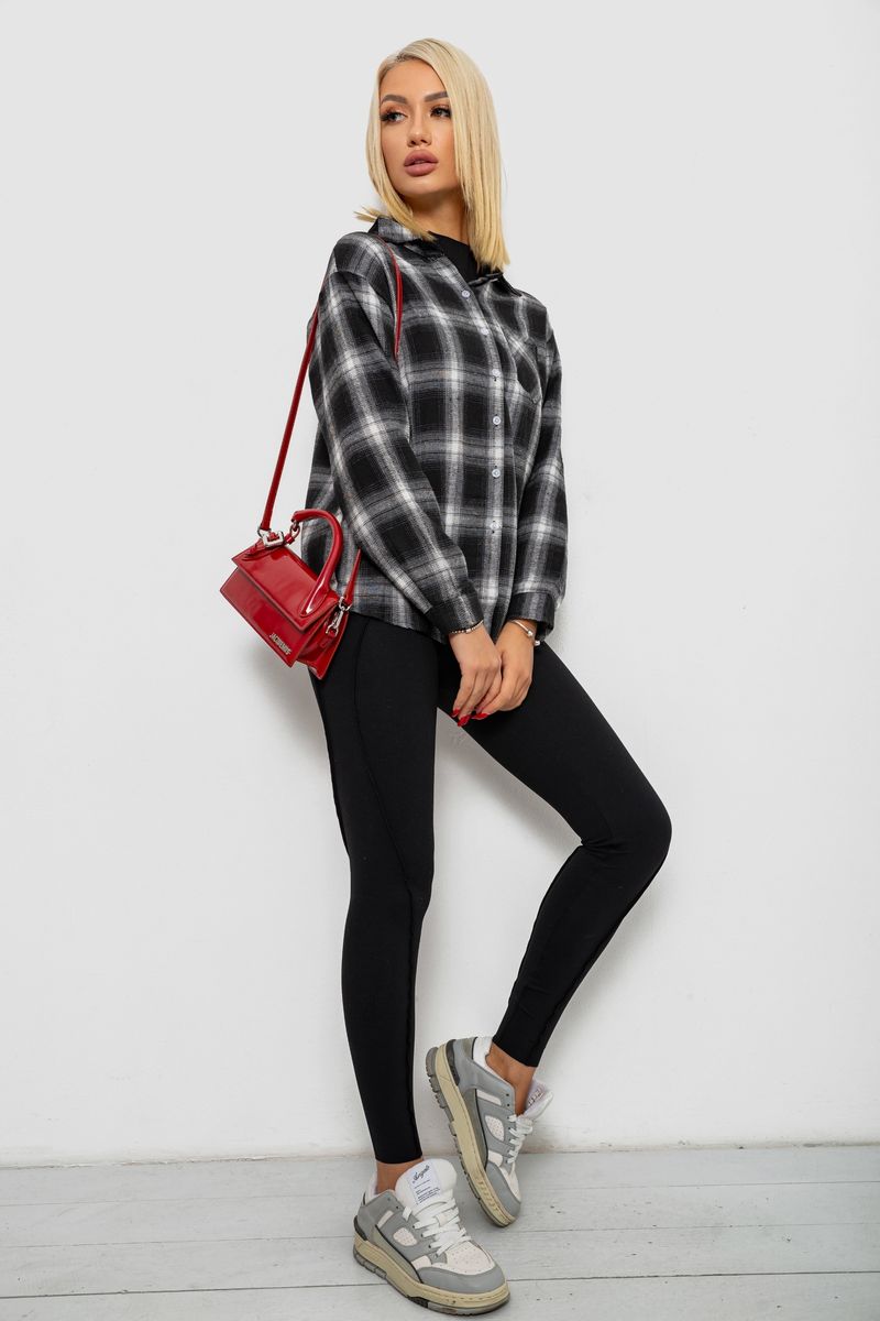 Сорочка жіноча в клітинку, колір чорний, 244R1070-4 - Зображення 2