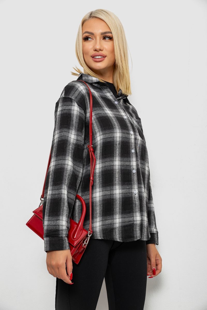 Сорочка жіноча в клітинку, колір чорний, 244R1070-4 - Зображення 3