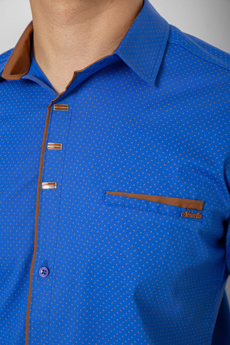 Сорочка чоловіча з принтом, колір електрик, 214R7016 - Зображення 5