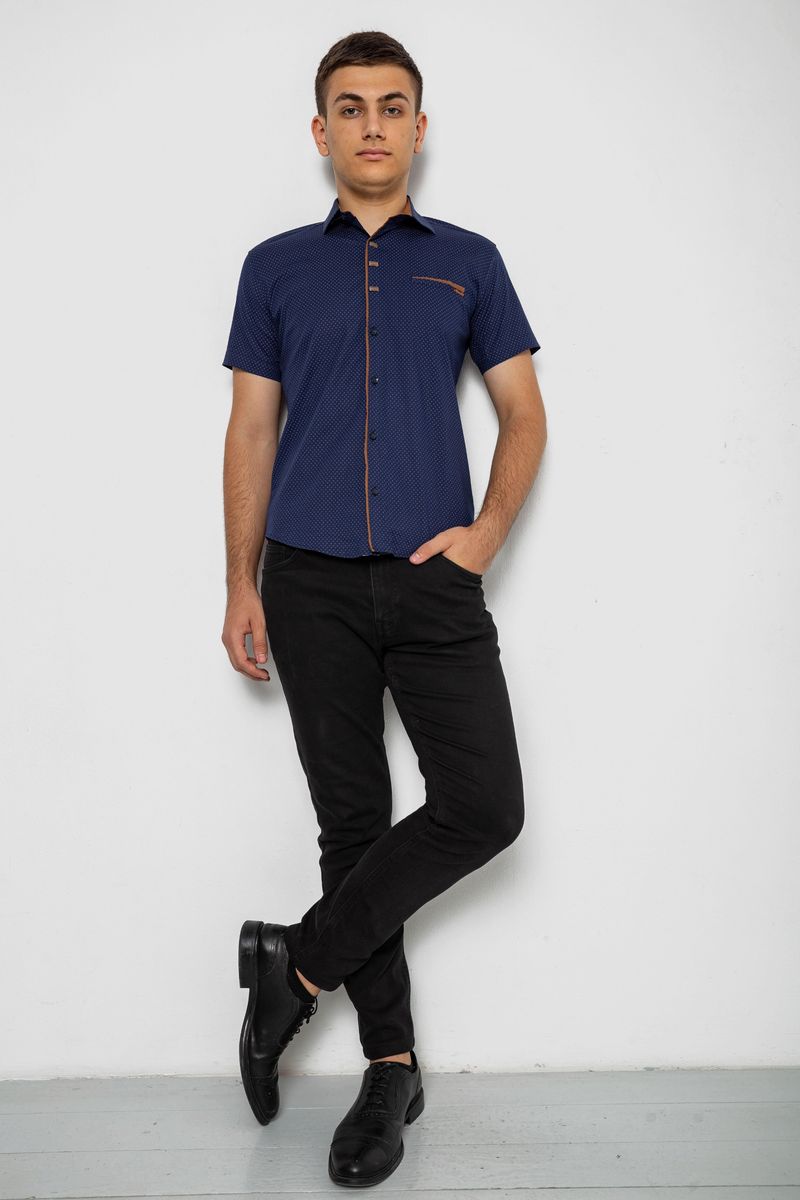 Сорочка чоловіча з принтом, колір синій, 214R7016
