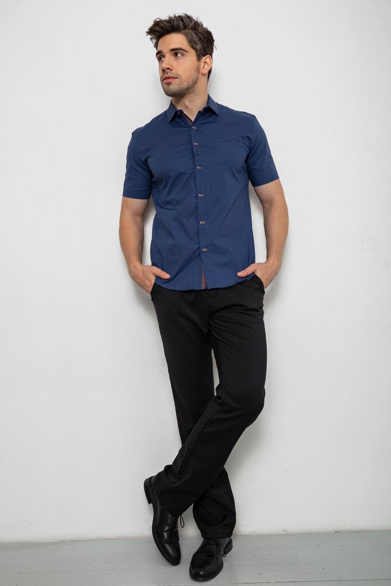 Сорочка чоловіча однотонна, колір синій, 214R7005