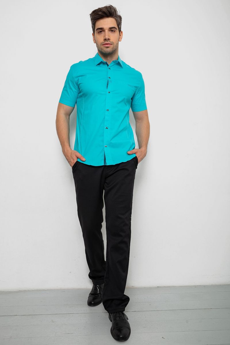 Сорочка чоловіча однотонна, колір бірюзовий, 214R7005