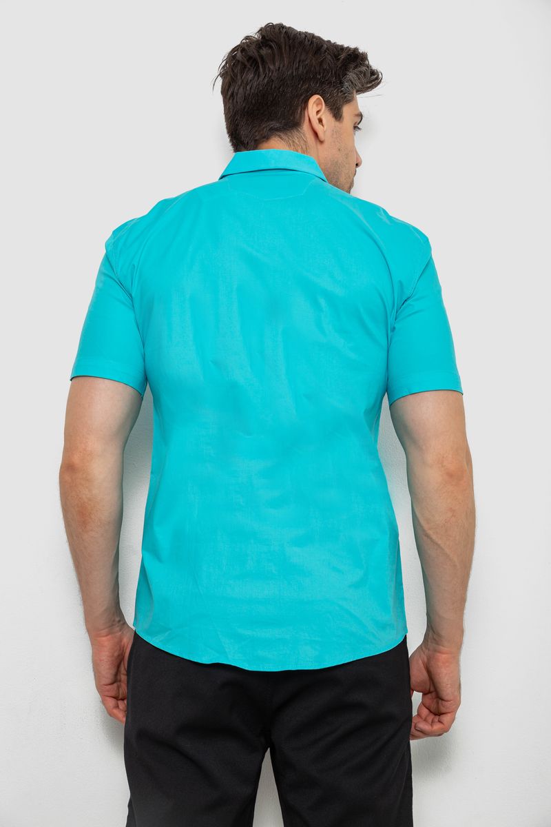 Сорочка чоловіча однотонна, колір бірюзовий, 214R7005 - Зображення 4