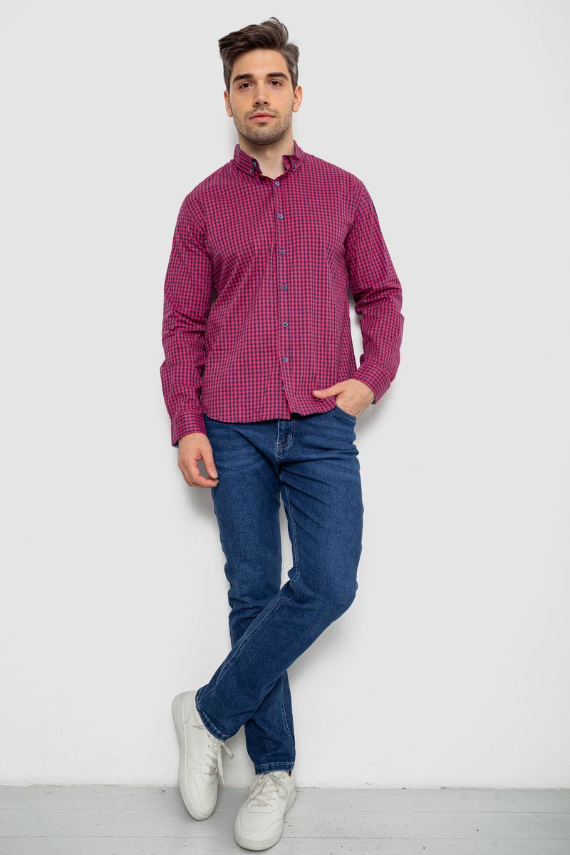 Сорочка чоловіча в клітку, колір рожевий, 214R845