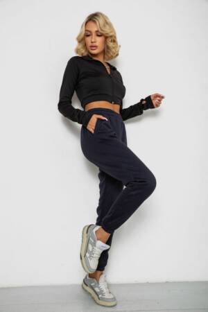 Спортивні штани жіночі на флісі, колір темно-синій, 238R57012