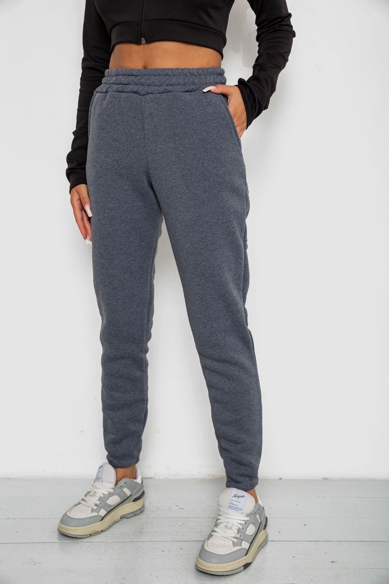 Спортивні штани жіночі на флісі, колір сірий, 238R57012 - Зображення 3