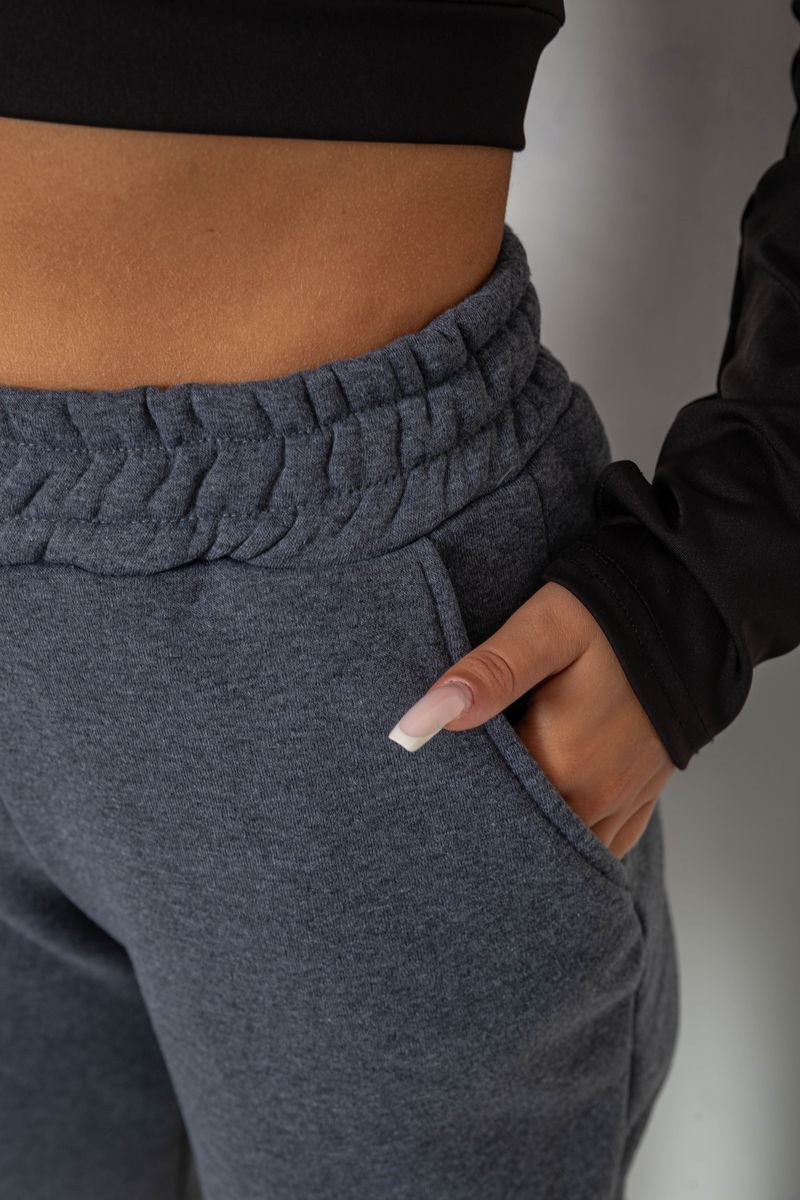 Спортивні штани жіночі на флісі, колір сірий, 238R57012 - Зображення 5