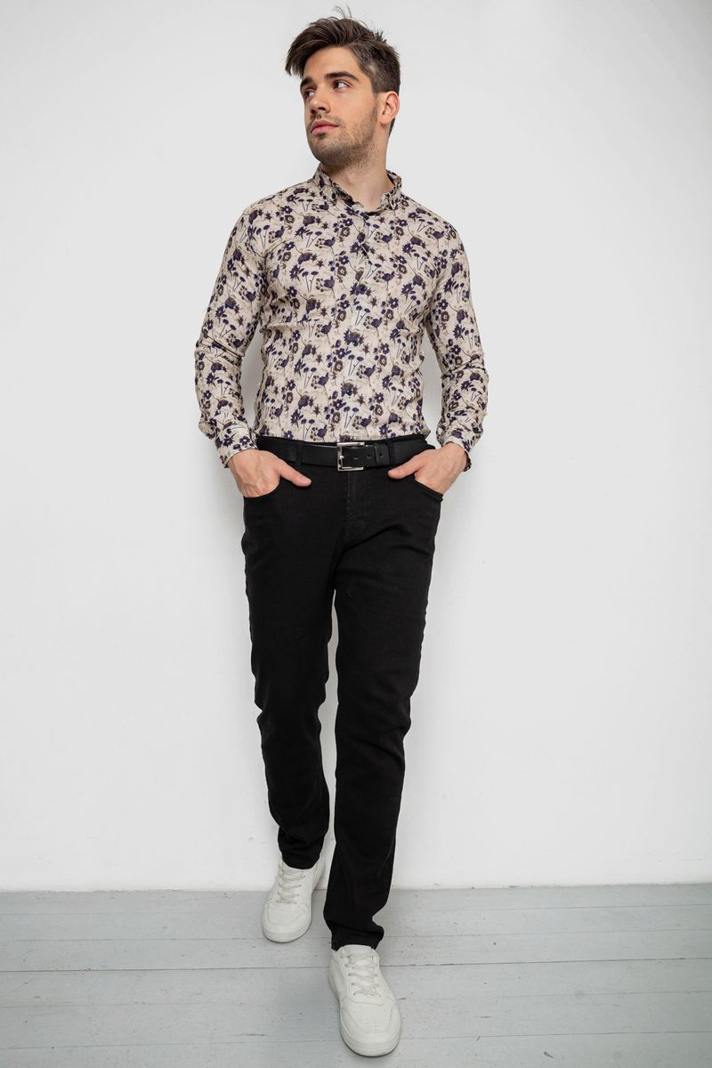 Сорочка чоловіча з принтом, колір бежевий, 214R1046
