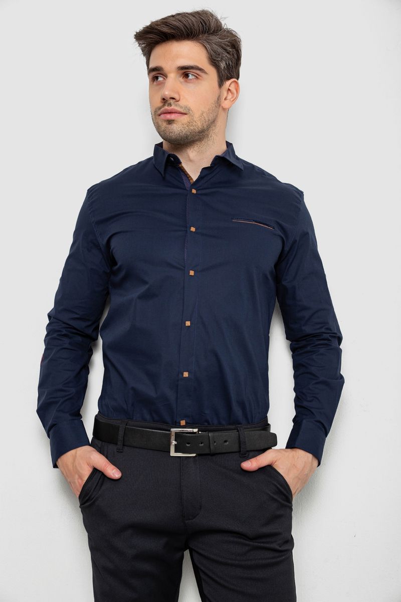 Сорочка чоловіча, колір темно-синій, 214R7094