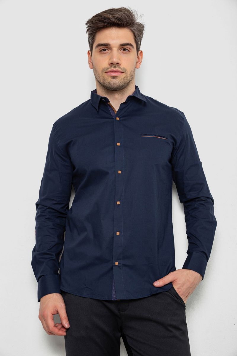 Сорочка чоловіча, колір темно-синій, 214R7094