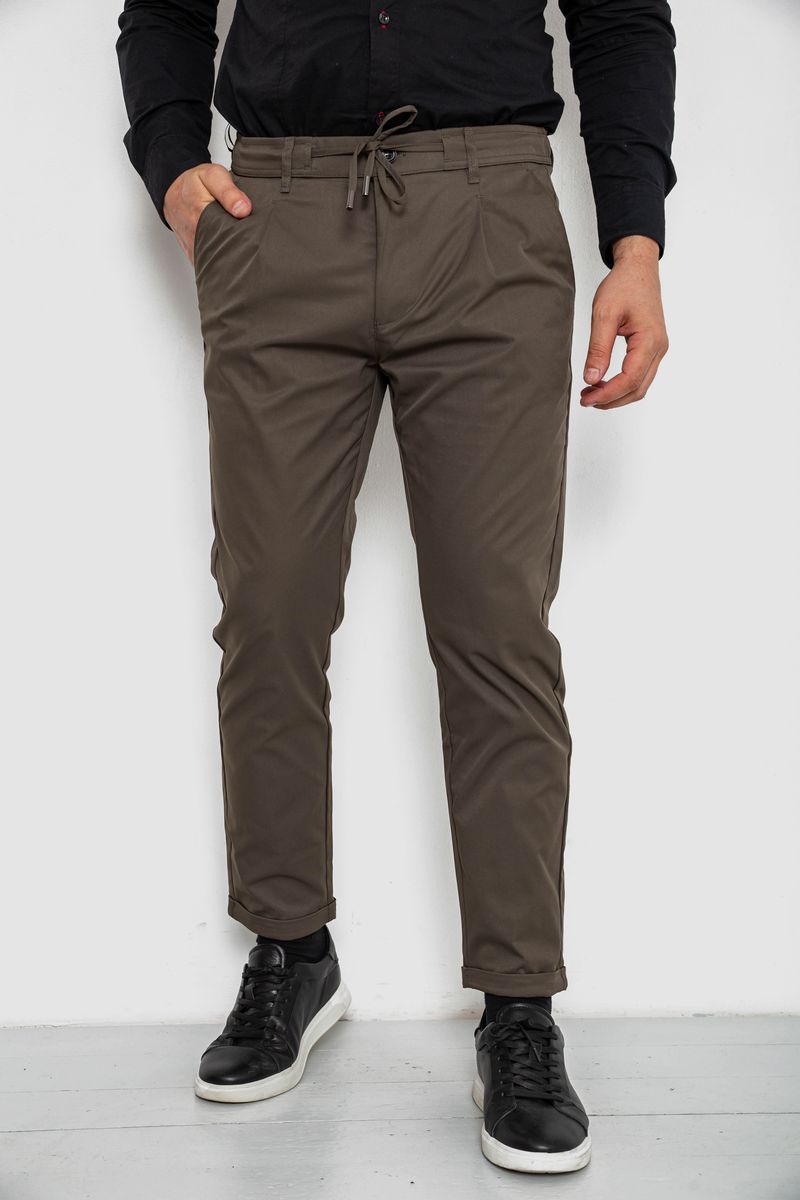 Штани чоловічі класичні однотонні, колір хакі, 157RU02-014