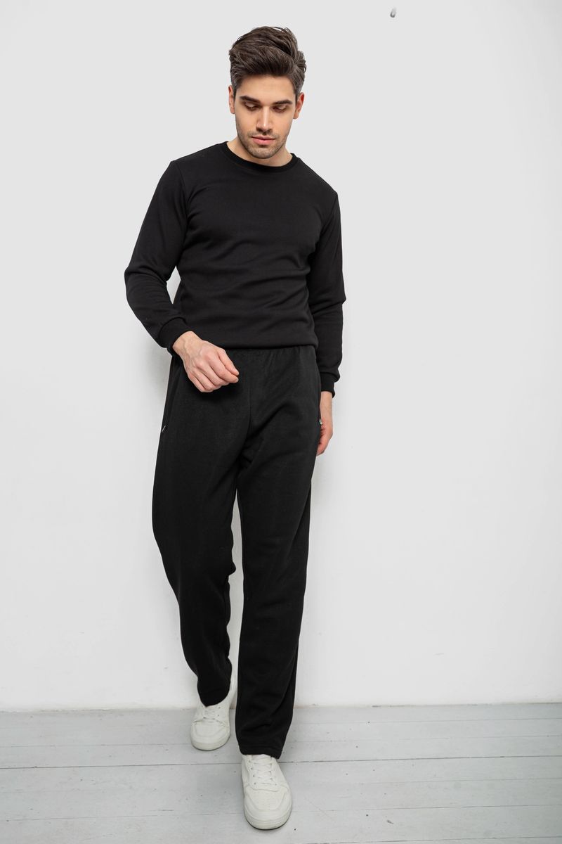 Спорт чоловічі штани на флісі, колір чорний, 244R41223