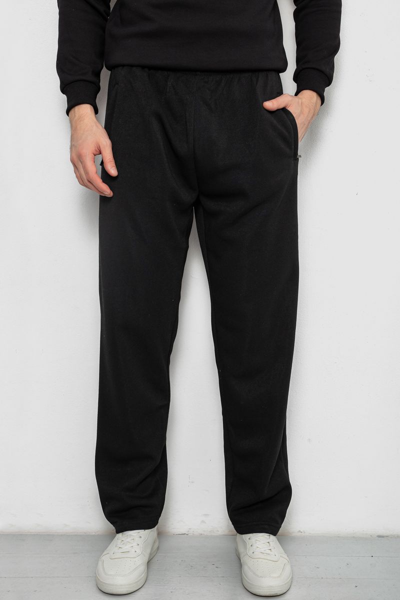 Спорт чоловічі штани на флісі, колір чорний, 244R41223