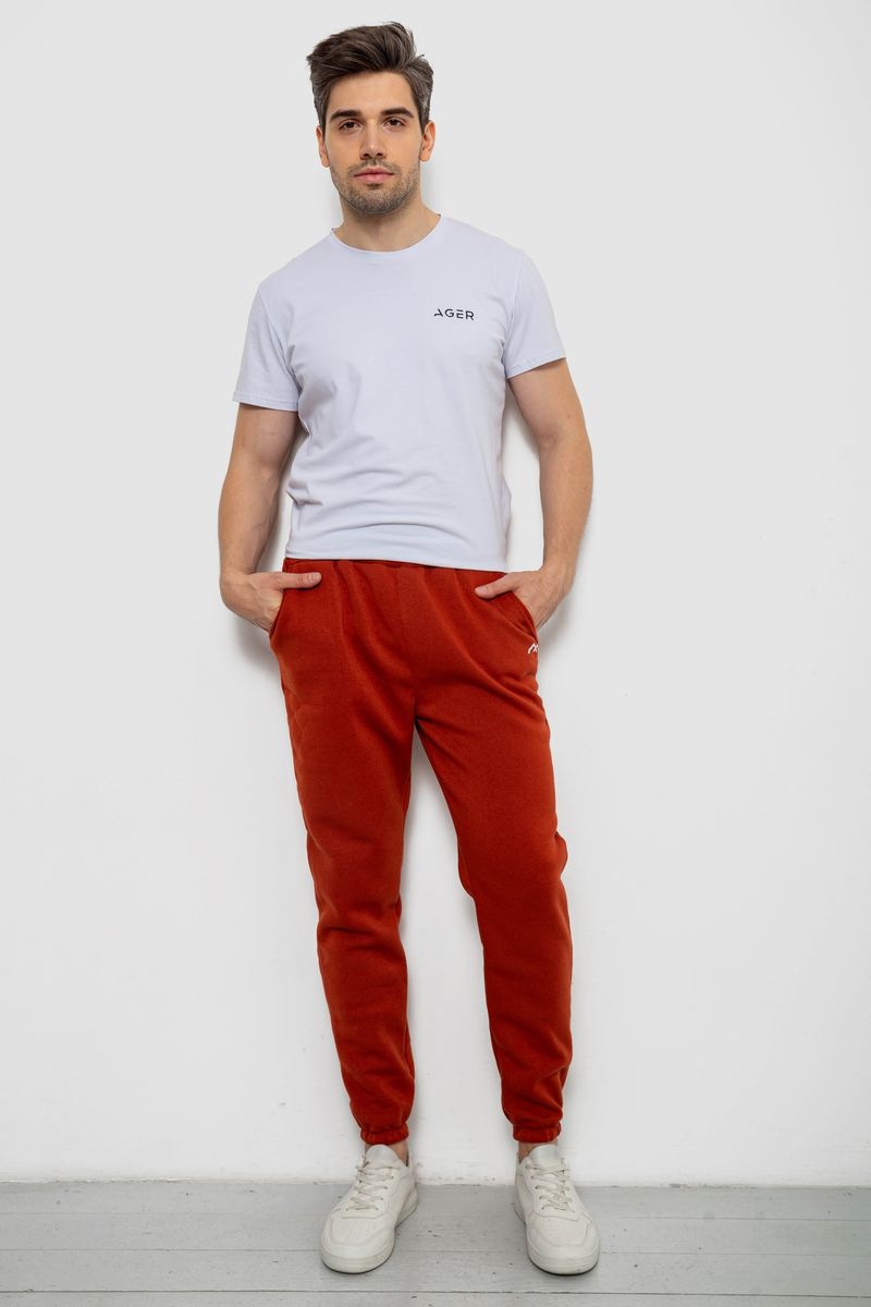 Спортивні штани чоловічі на флісі, колір теракотовий, 238R57256