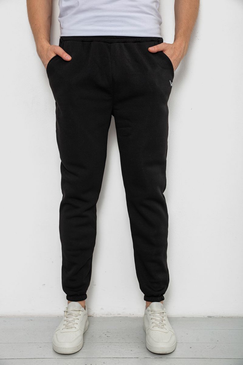 Спортивні штани чоловічі на флісі, колір чорний, 238R57256