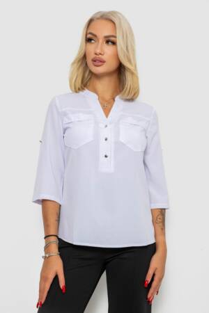 Блуза однотонна, колір білий, 230R96