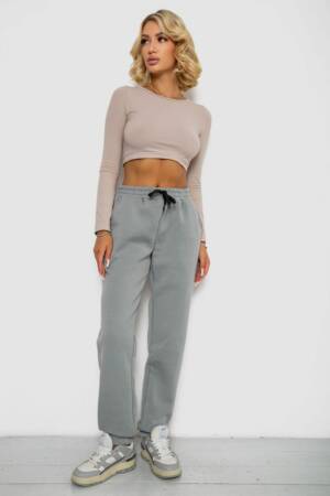 Спортивні штани жіночі на флісі, колір сірий, 238R57016