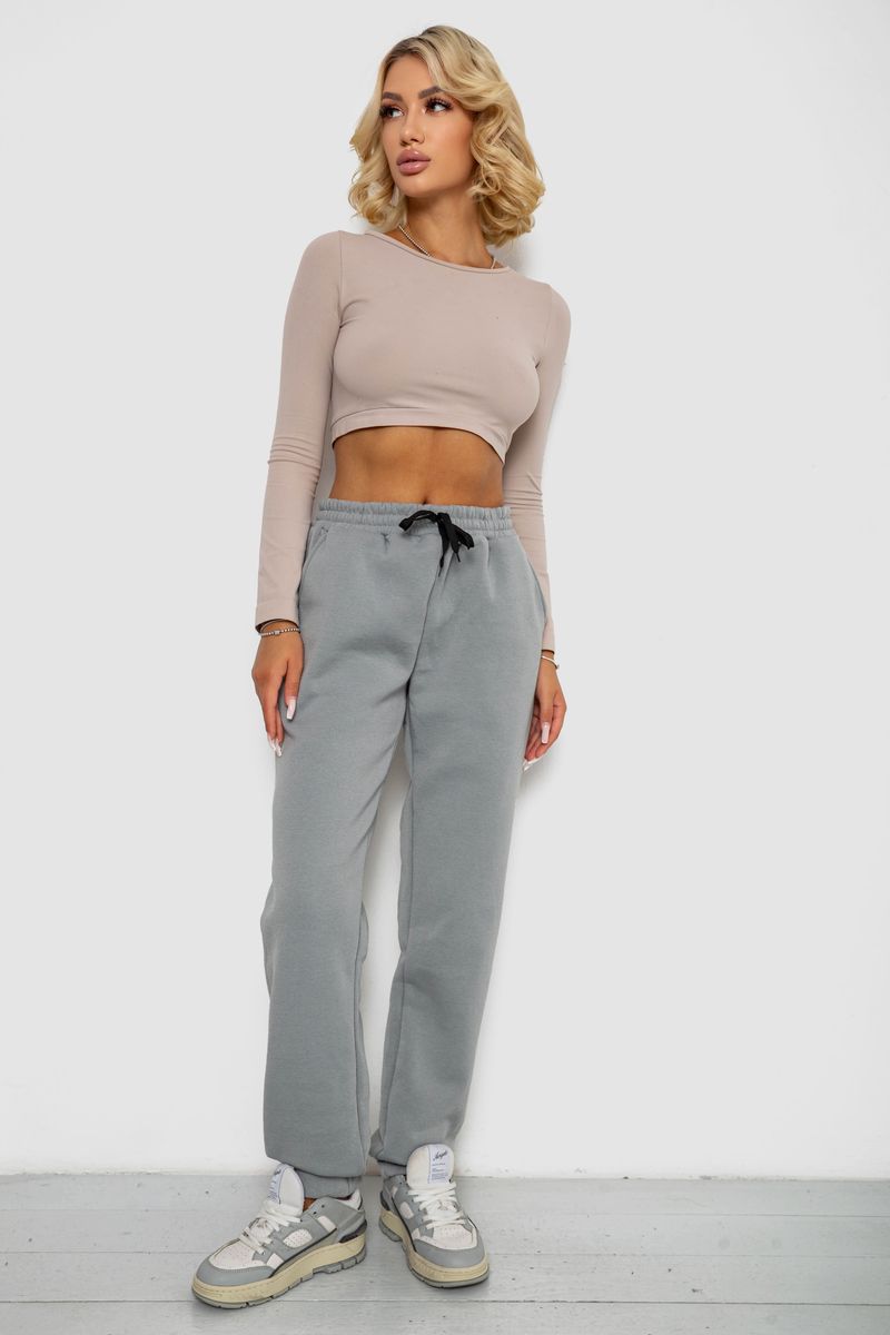 Спортивні штани жіночі на флісі, колір сірий, 238R57016 - Зображення 2