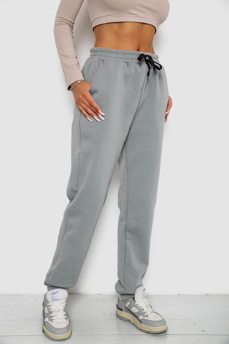 Спортивні штани жіночі на флісі, колір сірий, 238R57016 - Зображення 3