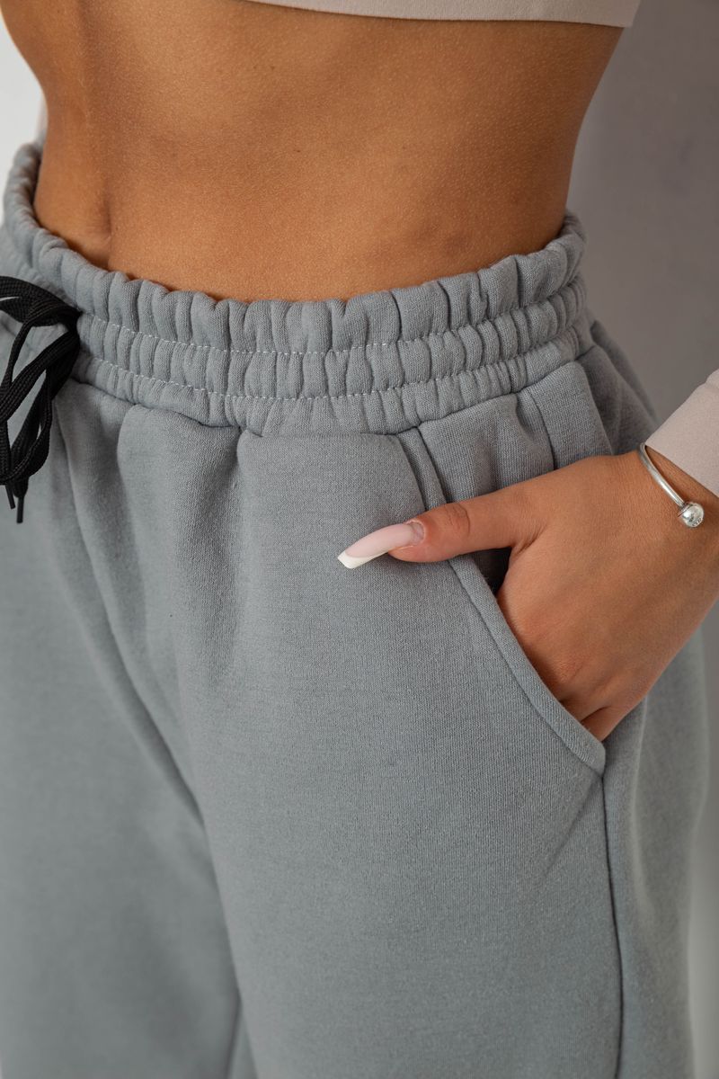 Спортивні штани жіночі на флісі, колір сірий, 238R57016 - Зображення 5