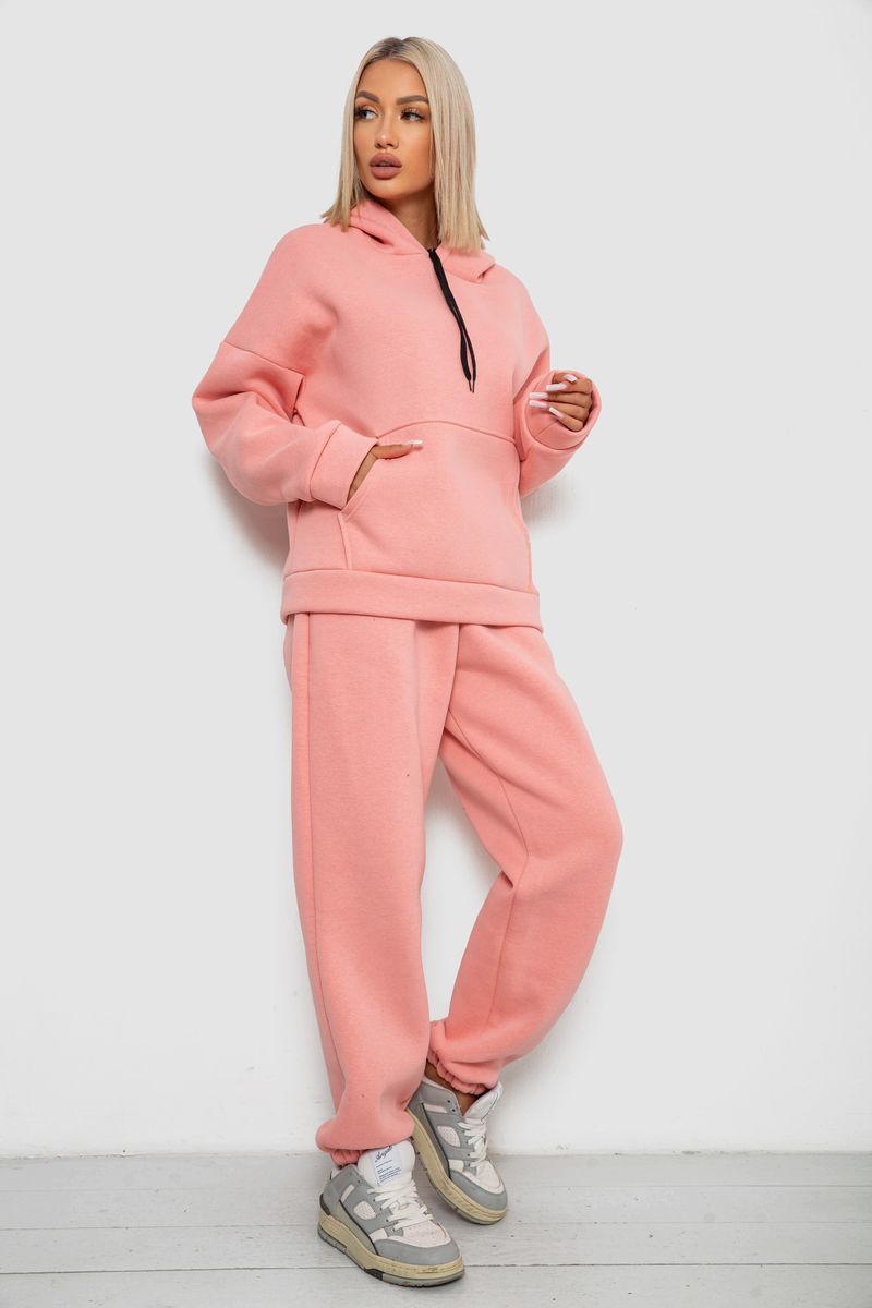 Спортивний костюм жіночий на флісі, колір персиковий, 238R5726 - Зображення 3