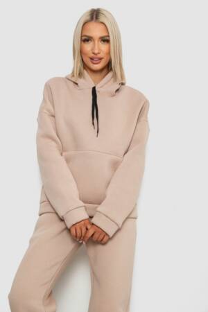 Спортивний костюм жіночий на флісі, колір світло-бежевий, 238R5726