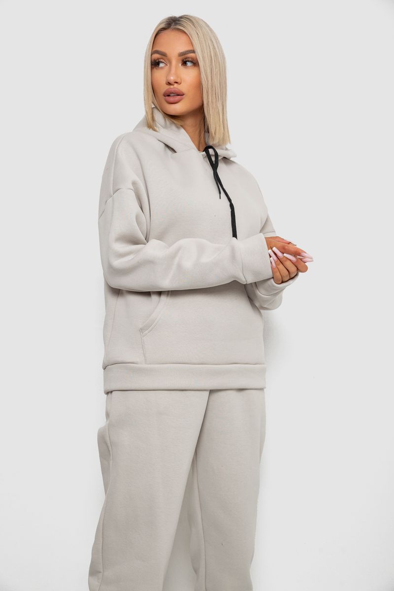 Спортивний костюм жіночий на флісі, колір сіро-оливковий, 238R5726 - Зображення 2