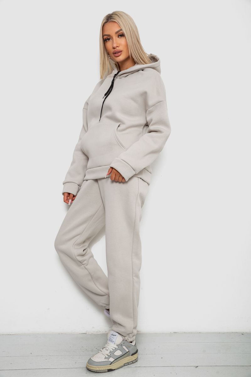 Спортивний костюм жіночий на флісі, колір сіро-оливковий, 238R5726 - Зображення 3
