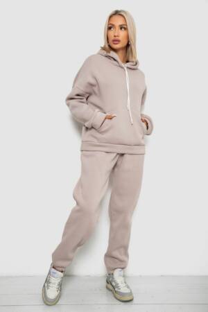 Спортивний костюм жіночий на флісі, колір бежевий, 238R5726