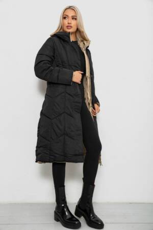 Куртка жіноча двостороння зимова, колір чорний, 244R24115