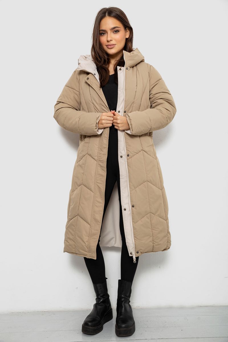 Куртка жіноча двостороння зимова, колір бежевий, 244R24115