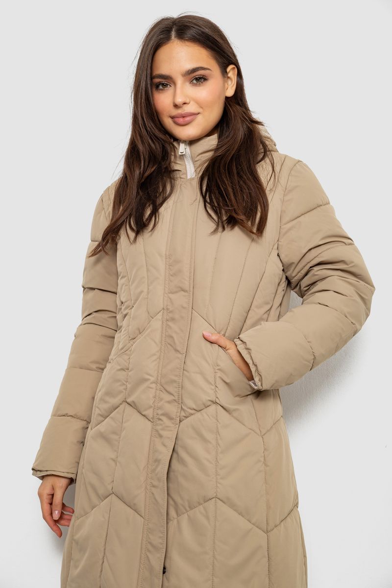 Куртка жіноча двостороння зимова, колір бежевий, 244R24115 - Зображення 3