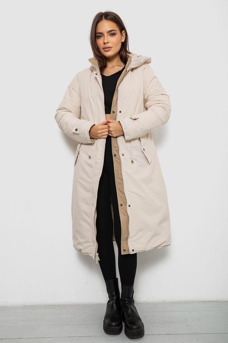 Куртка жіноча двостороння зимова, колір бежевий, 244R24115 - Зображення 7