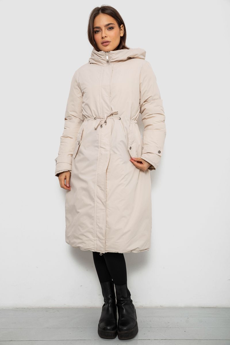 Куртка жіноча двостороння зимова, колір бежевий, 244R24115 - Зображення 8