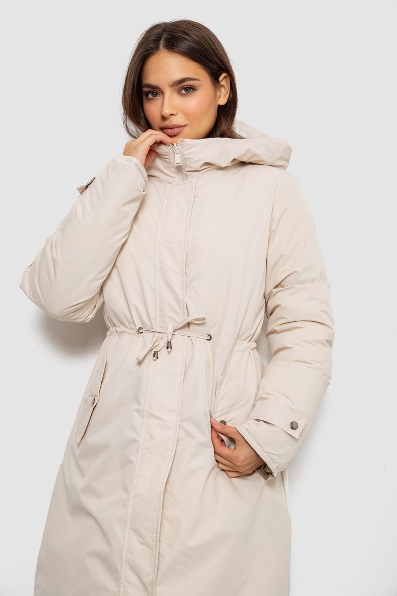 Куртка жіноча двостороння зимова, колір бежевий, 244R24115 - Зображення 9