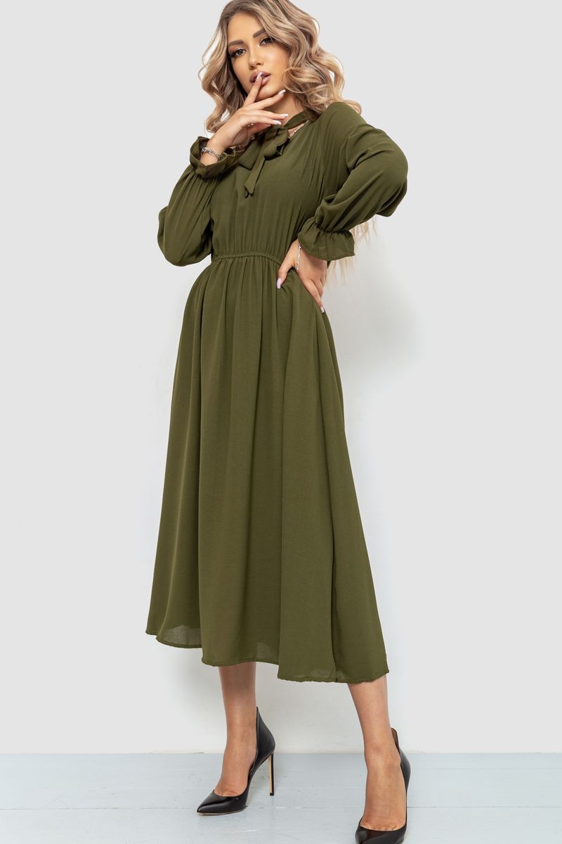 Ошатне плаття, колір хакі, 204R601 - Зображення 3
