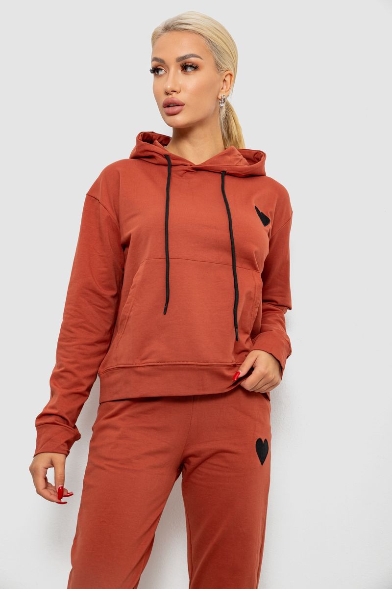 Спортивний костюм жіночий двонитка, колір теракотовий, 214R1419-004