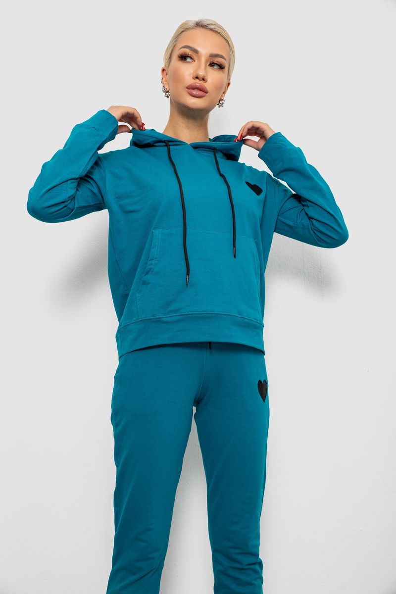 Спортивний костюм жіночий двонитка, колір бірюзовий, 214R1419-004