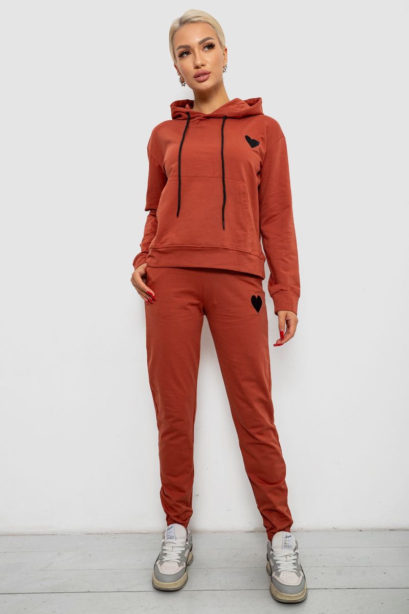 Спортивний костюм жіночий двонитка, колір теракотовий, 214R1419-004