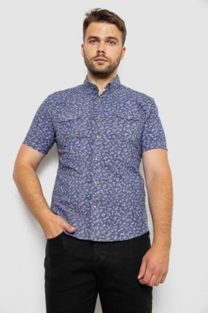 Сорочка чоловіча з принтом, колір синій, 214R806